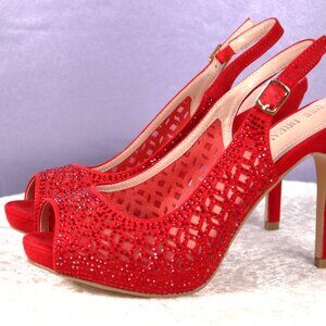 Dream Pairs Red Rhinestone Peep-Toe Slingback Heels – Size 7.5 – NWOT